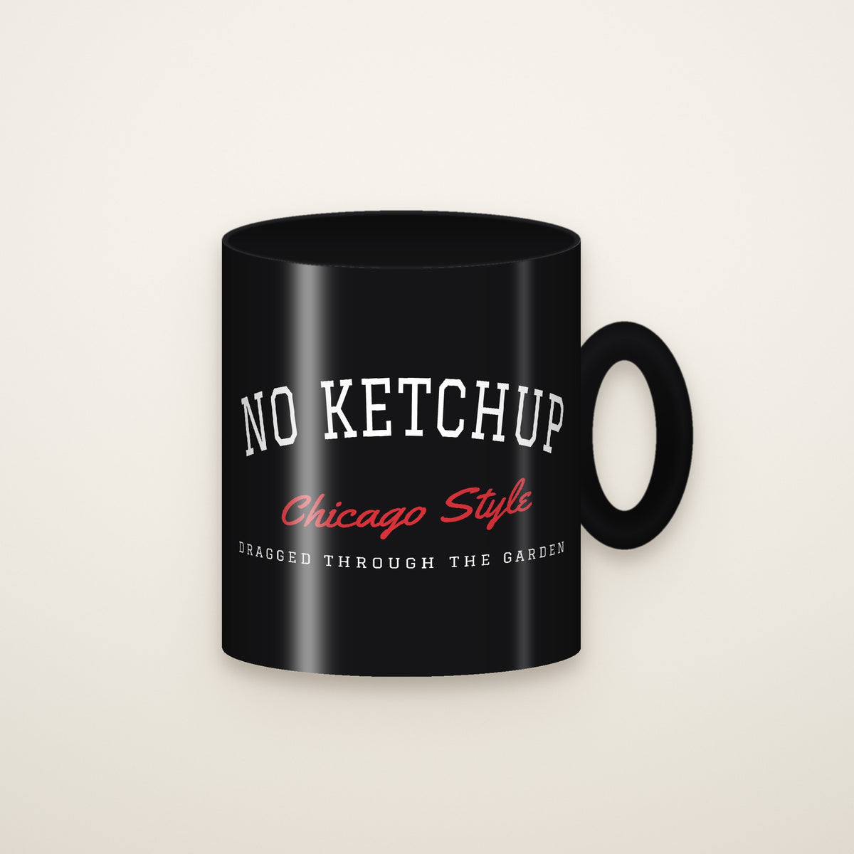 No Ketchup Coffee Mug, Black on an ivory backdrop