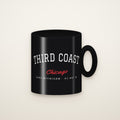 The Third Coast Coffee Mug, Black on an ivory backdrop