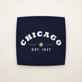 Chicago Est. 1837 Throw Pillow on an ivory backdrop