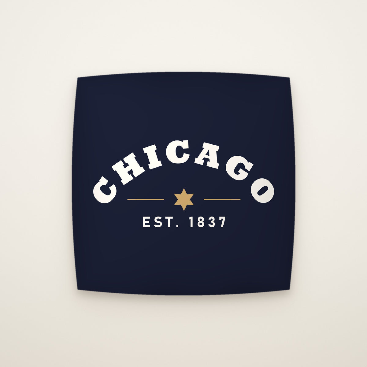 Chicago Est. 1837 Throw Pillow on an ivory backdrop