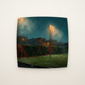 North Side Ballpark Throw Pillow on an ivory backdrop