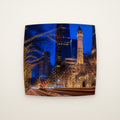 Michigan Avenue Holiday Throw Pillow on an ivory backdrop