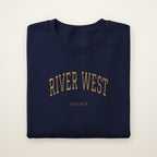 River West Chicago Embroidered Crewneck — Gold Thread