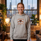 Chicago Bears retro hoodie in sport grey in a Chicago loft apartment