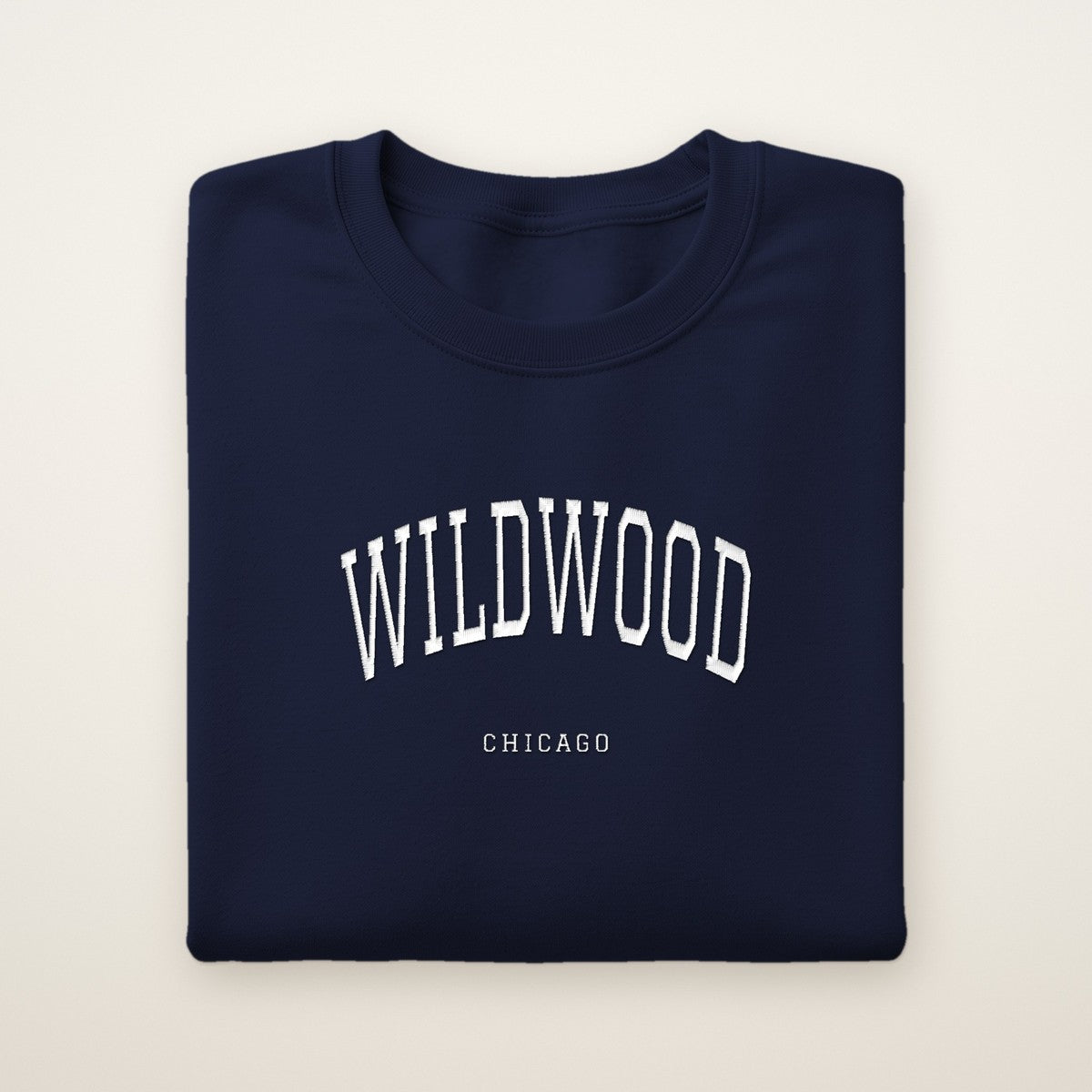 Wildwood Chicago Embroidered Crewneck — White Thread