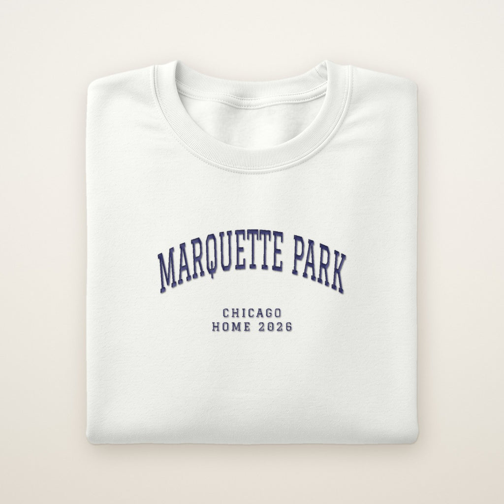 Marquette Park Chicago Home 2026 Embroidered Crewneck — Navy Thread