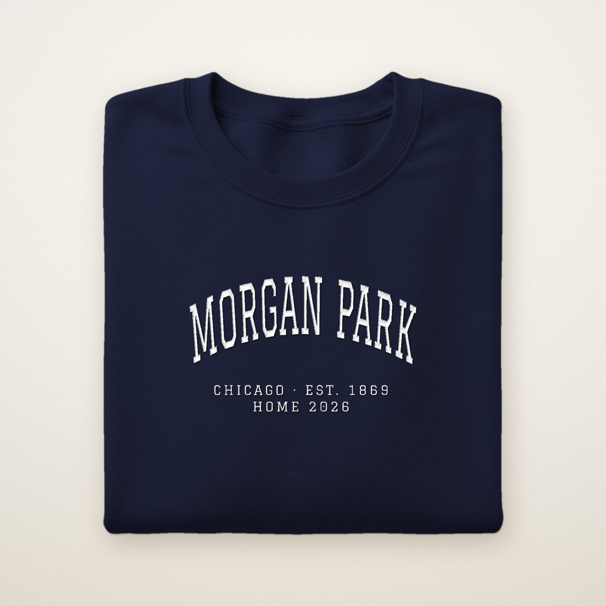 Morgan Park Chicago Home 2026 Embroidered Crewneck — White Thread