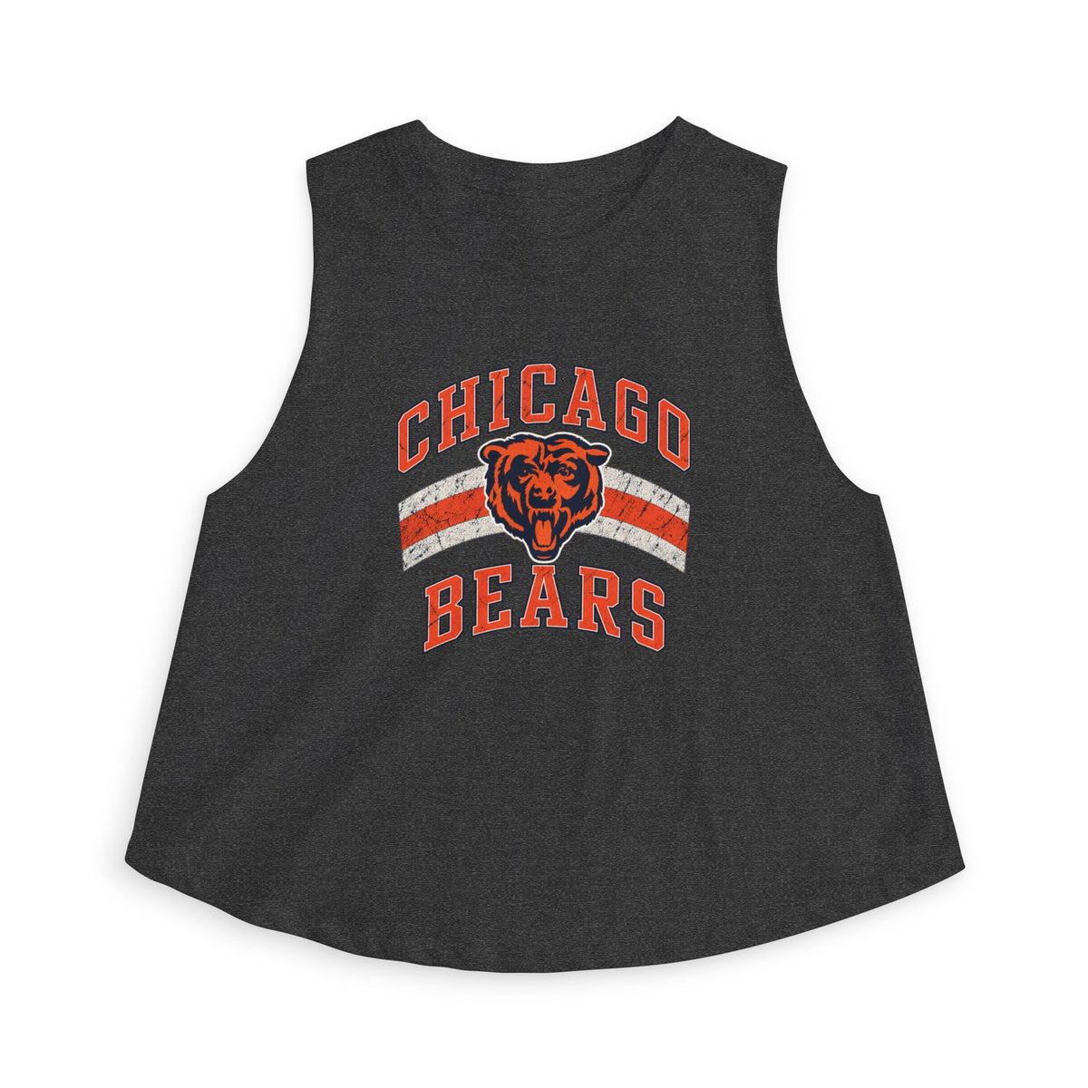 Chicago Bears retro crop top No. 2 in dark grey heather, front view