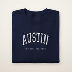 Austin Chicago Embroidered Crewneck — White Thread
