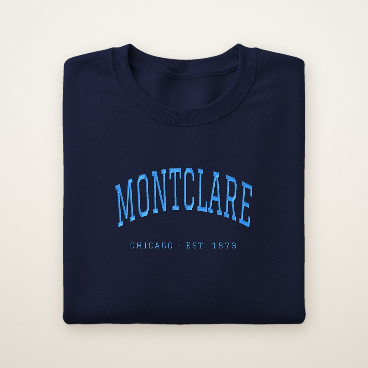 Montclare Chicago Embroidered Crewneck — Sky Blue Thread