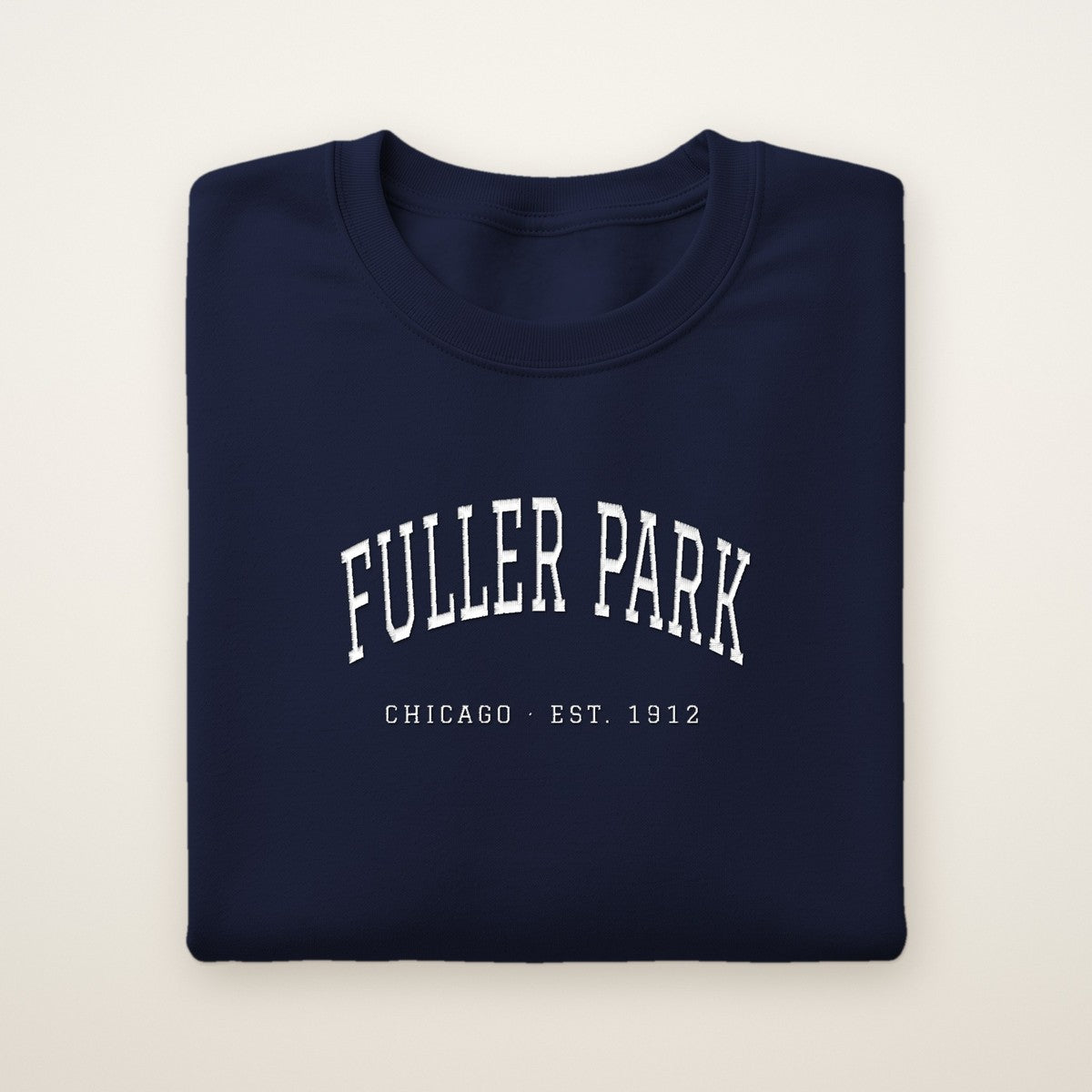 Fuller Park Chicago Embroidered Crewneck — White Thread