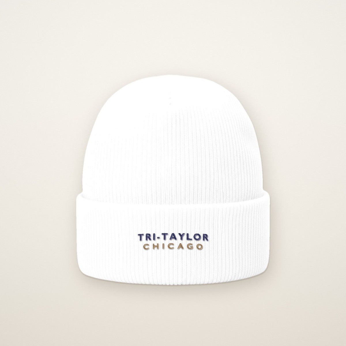 Tri-Taylor Chicago Embroidered Cuffed Beanie — Navy Thread