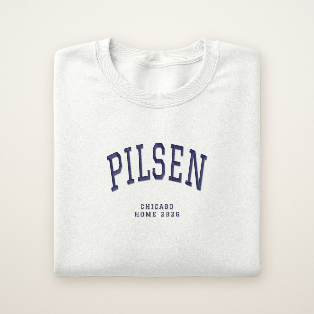 Pilsen Chicago Home 2026 Embroidered Crewneck — Navy Thread