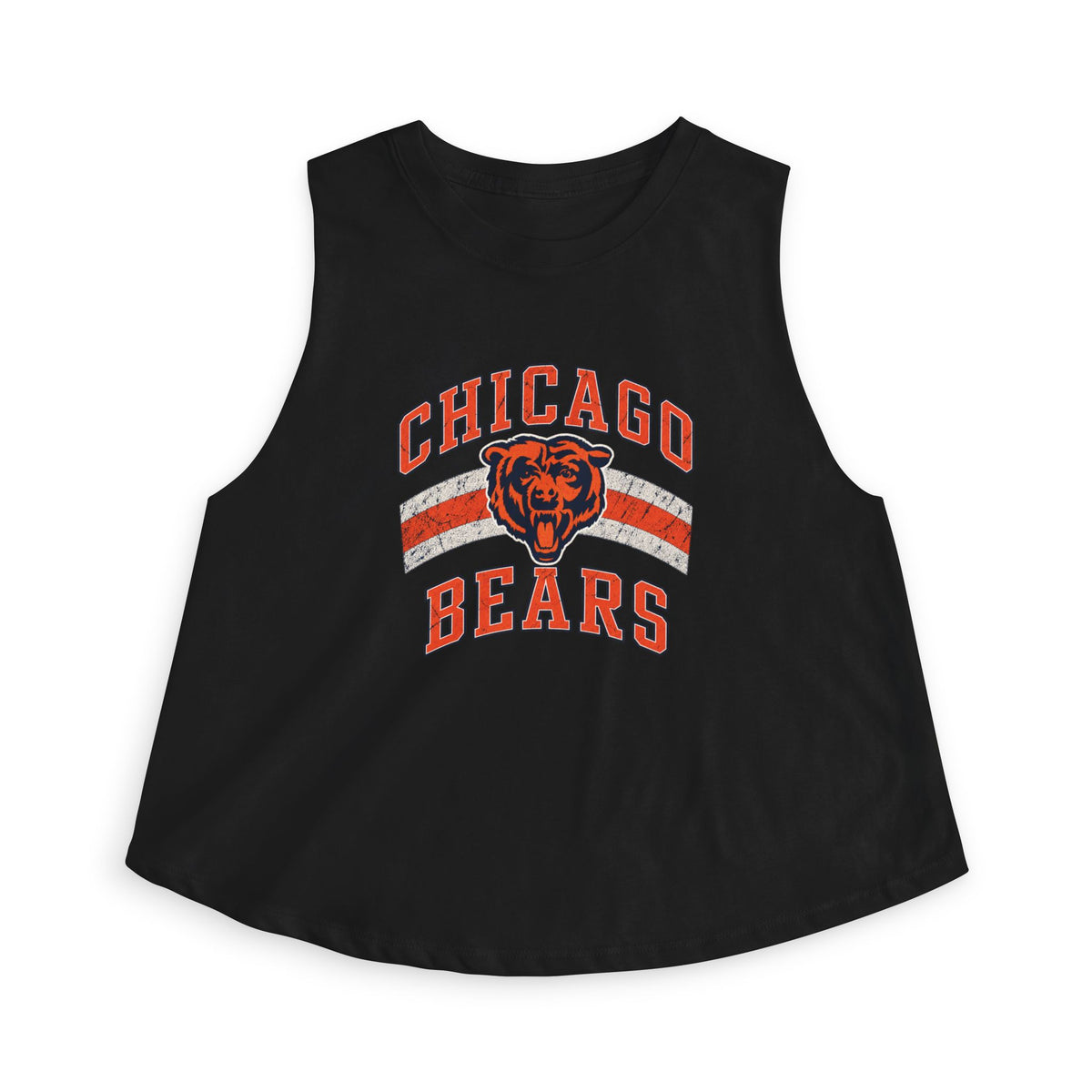 Chicago Bears retro crop top No. 2 in black, front view