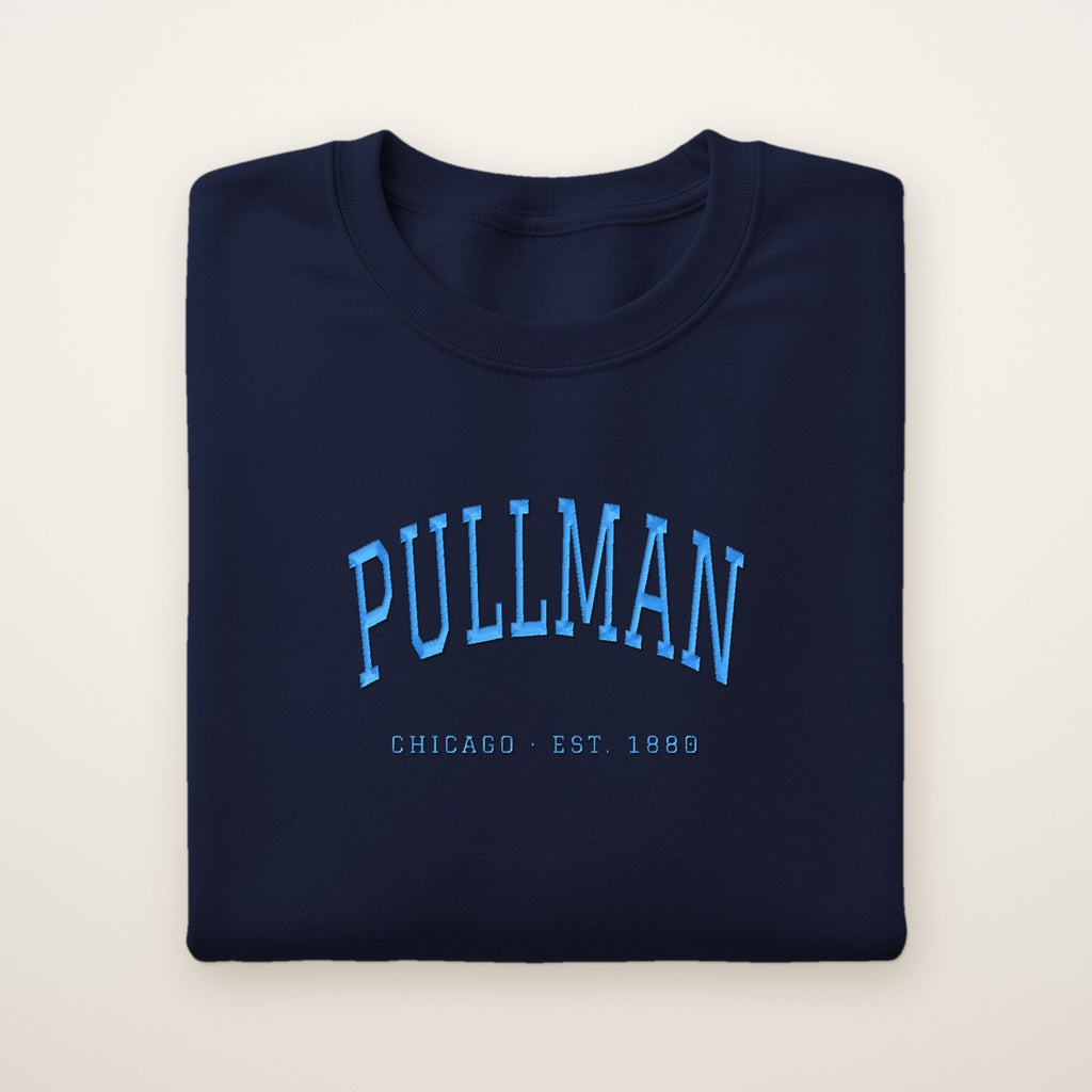 Pullman Chicago Embroidered Crewneck — Sky Blue Thread