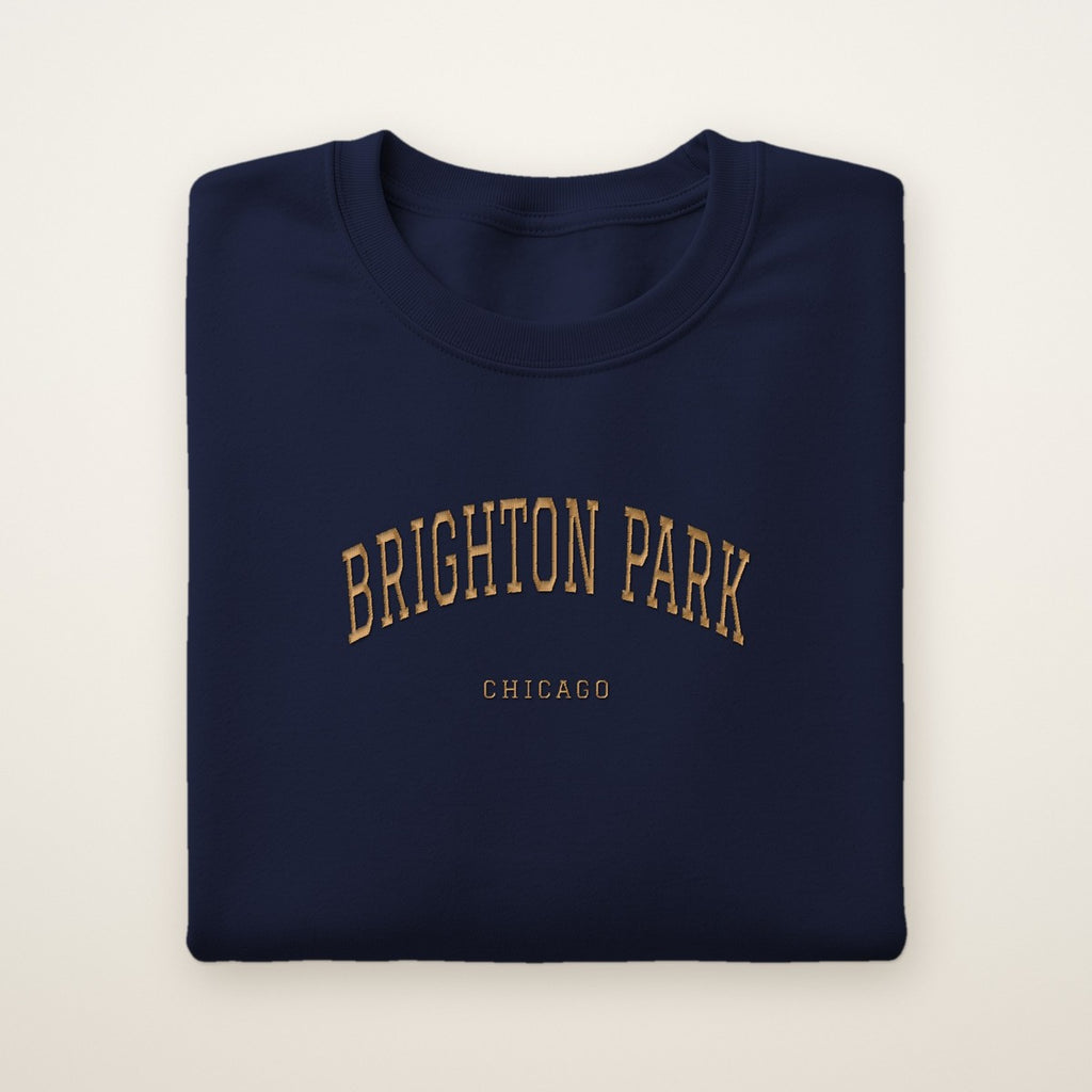 Brighton Park Chicago Embroidered Crewneck — Gold Thread