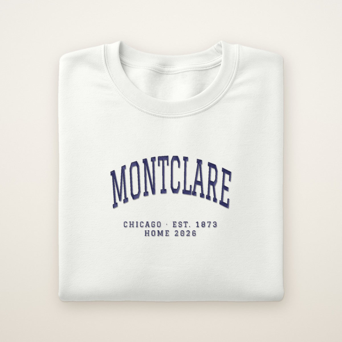 Montclare Chicago Home 2026 Embroidered Crewneck — Navy Thread