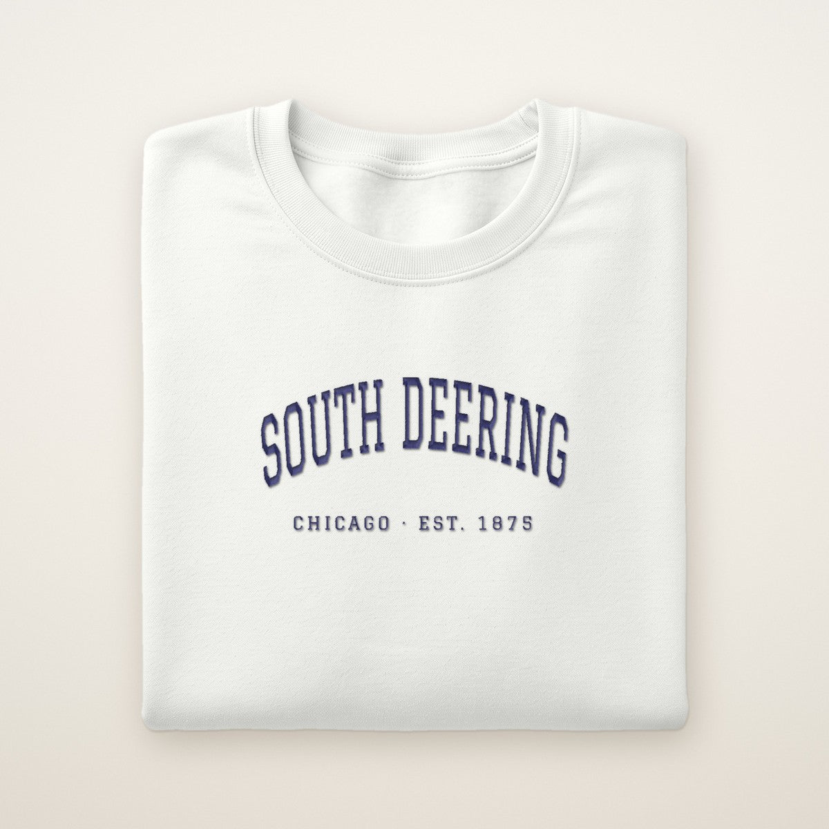 South Deering Chicago Embroidered Crewneck — Navy Thread