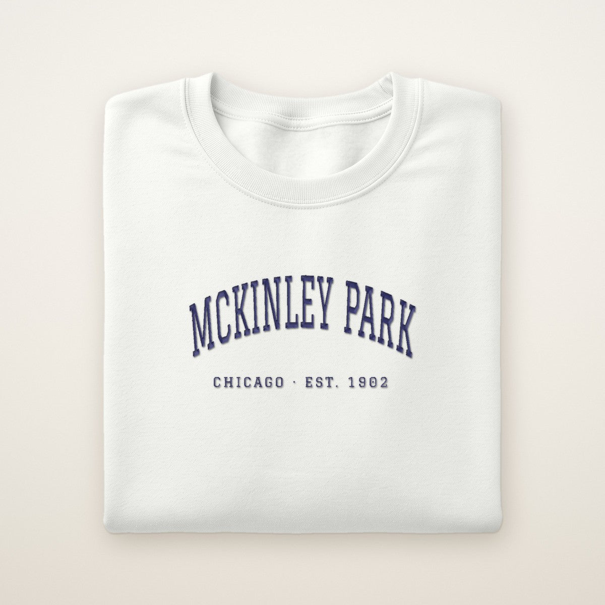 McKinley Park Chicago Embroidered Crewneck — Navy Thread