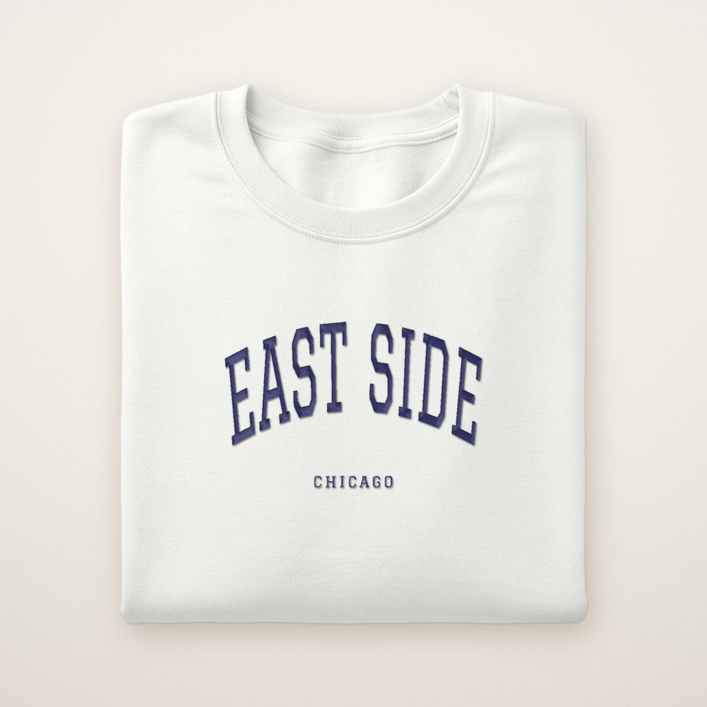 East Side Chicago Embroidered Crewneck — Navy Thread
