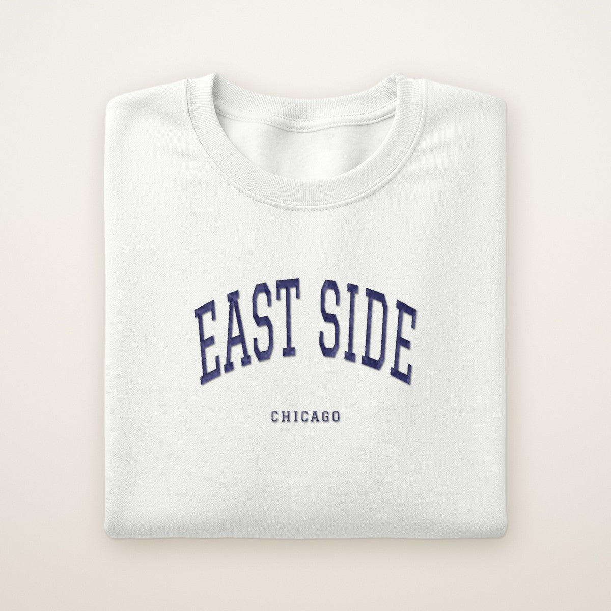 East Side Chicago Embroidered Crewneck — Navy Thread