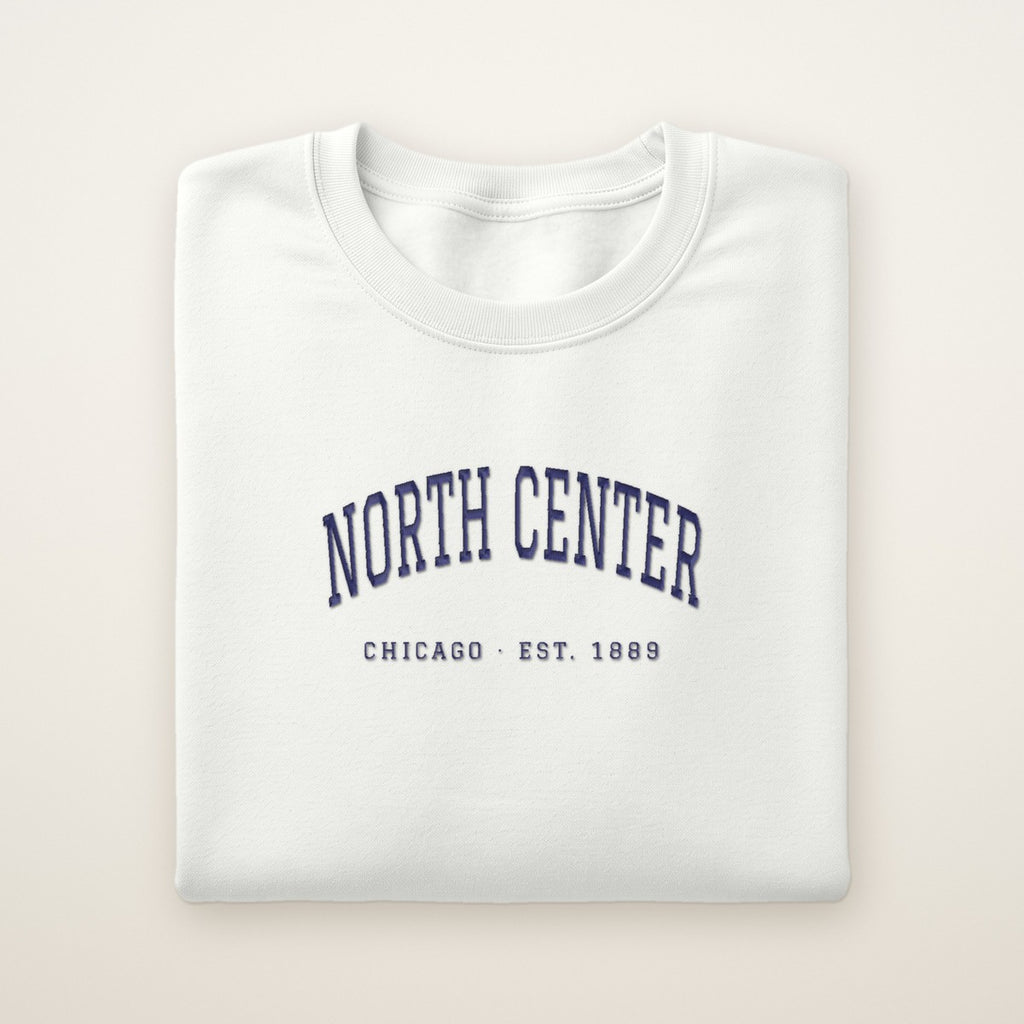 North Center Chicago Embroidered Crewneck — Navy Thread