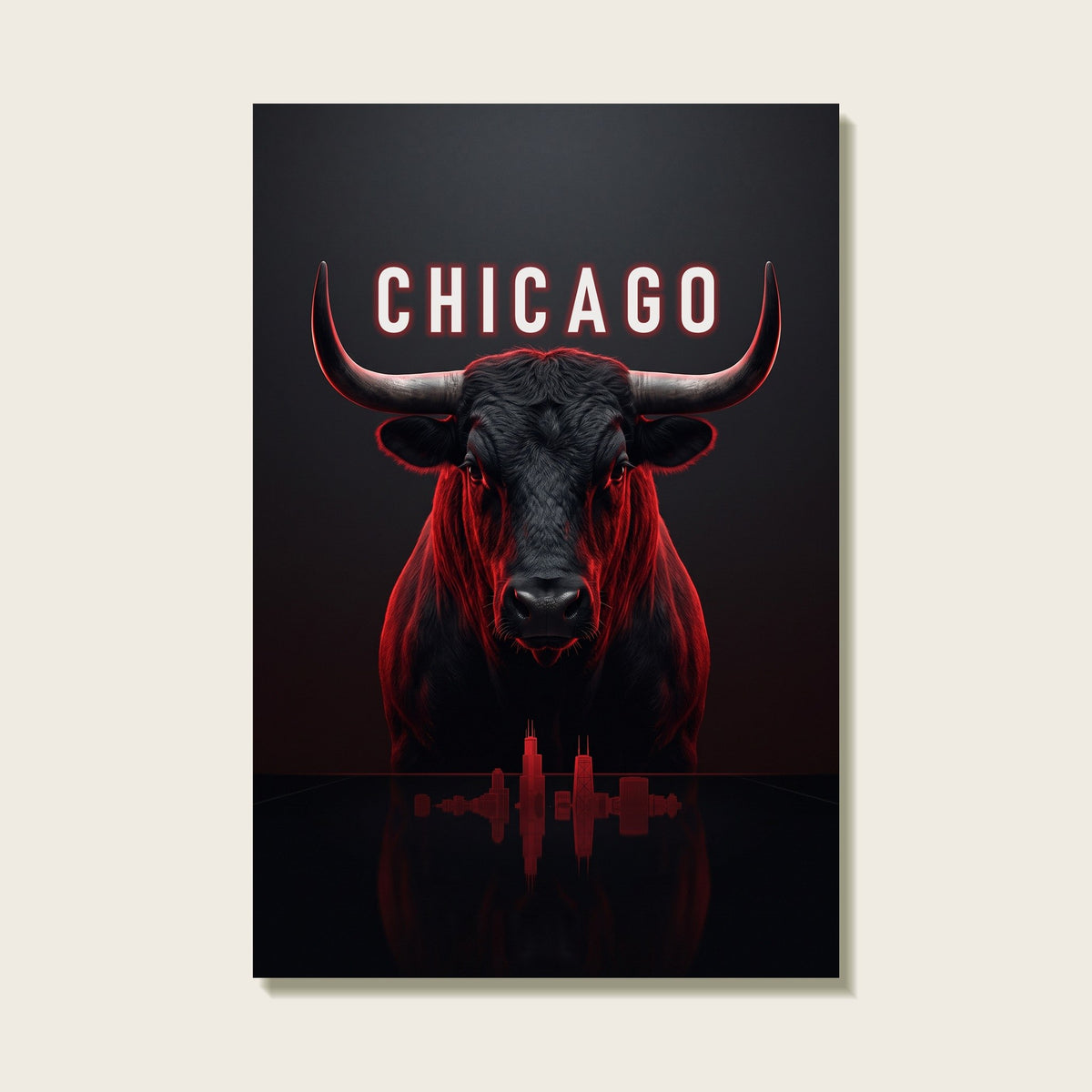 Dark CHICAGO bull canvas front view