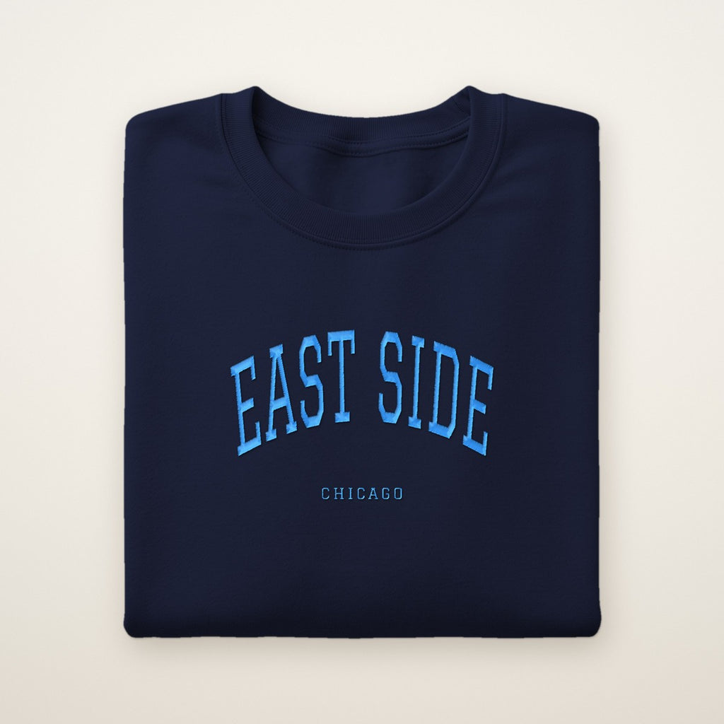 East Side Chicago Embroidered Crewneck — Sky Blue Thread