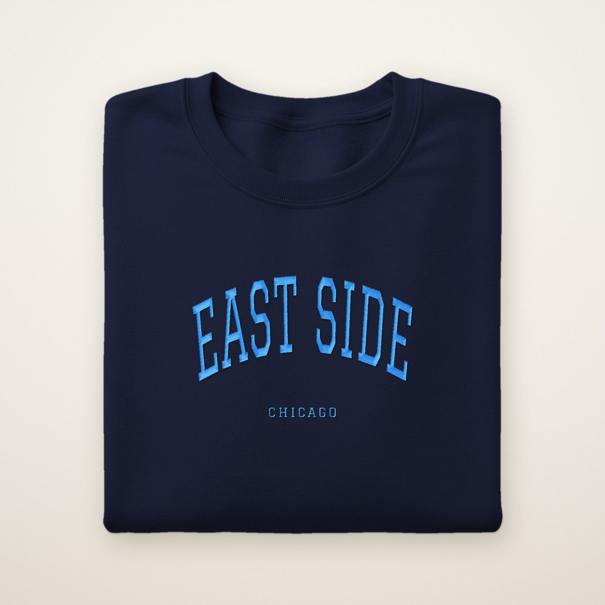 East Side Chicago Embroidered Crewneck — Sky Blue Thread