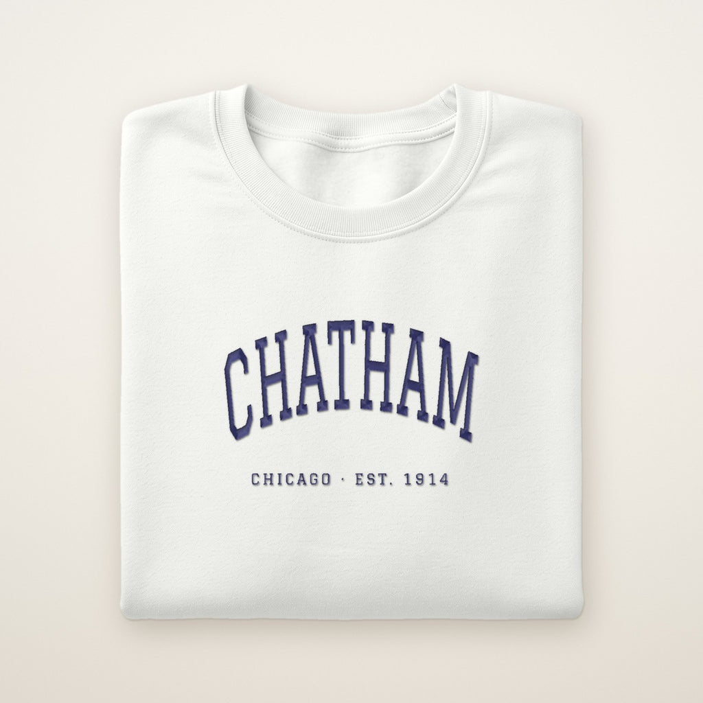 Chatham Chicago Embroidered Crewneck — Navy Thread