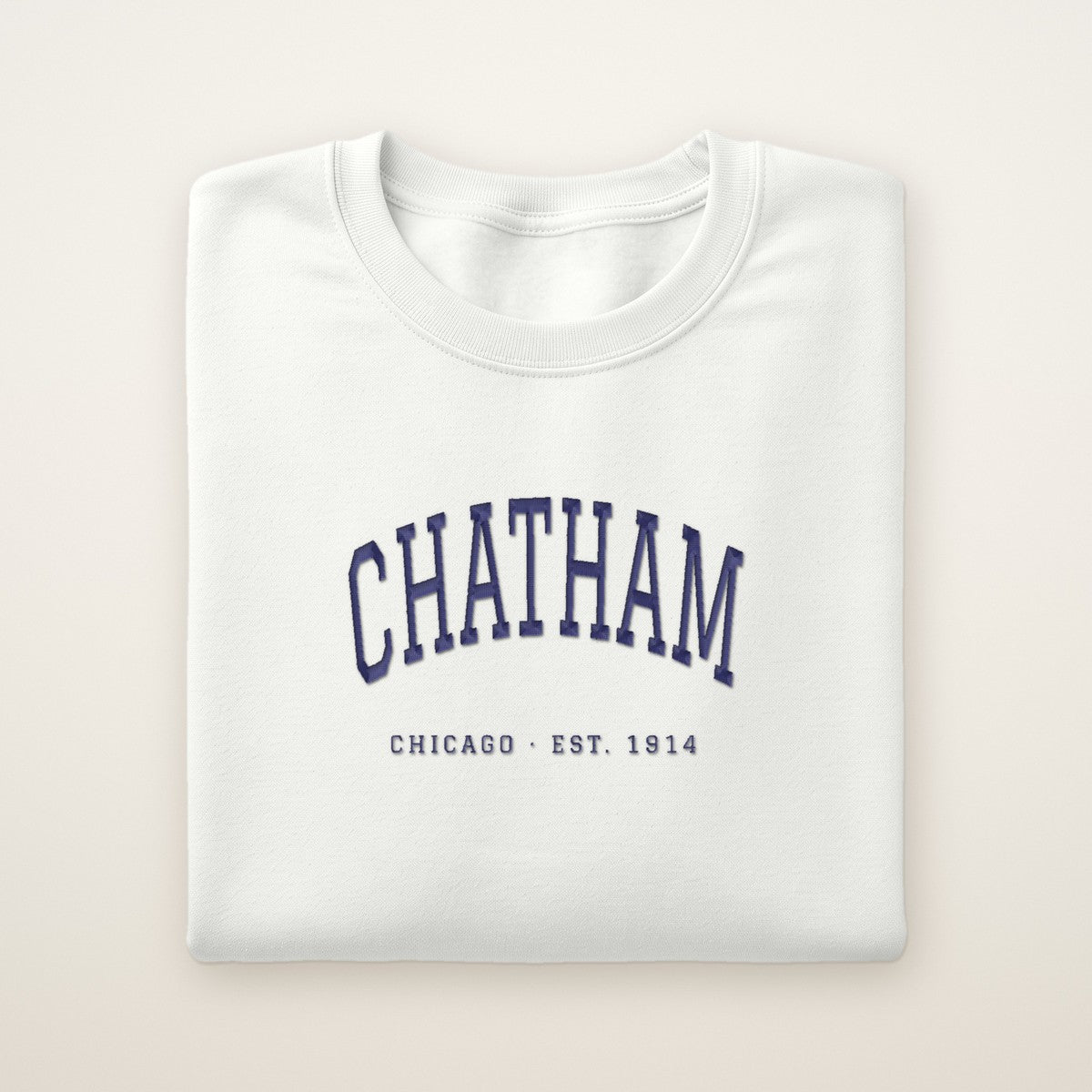 Chatham Chicago Embroidered Crewneck — Navy Thread