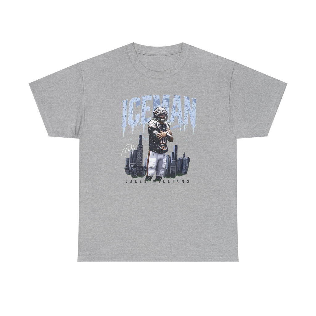 Caleb Williams Iceman t-shirt in sport grey, front view