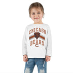 Toddler wearing the Vintage Chicago Bears toddler long-sleeve tee in white