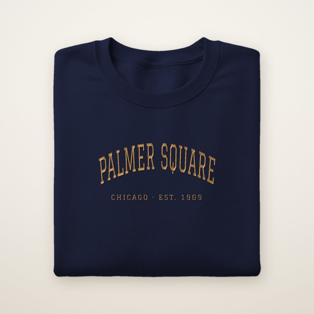 Palmer Square Chicago Embroidered Crewneck — Gold Thread