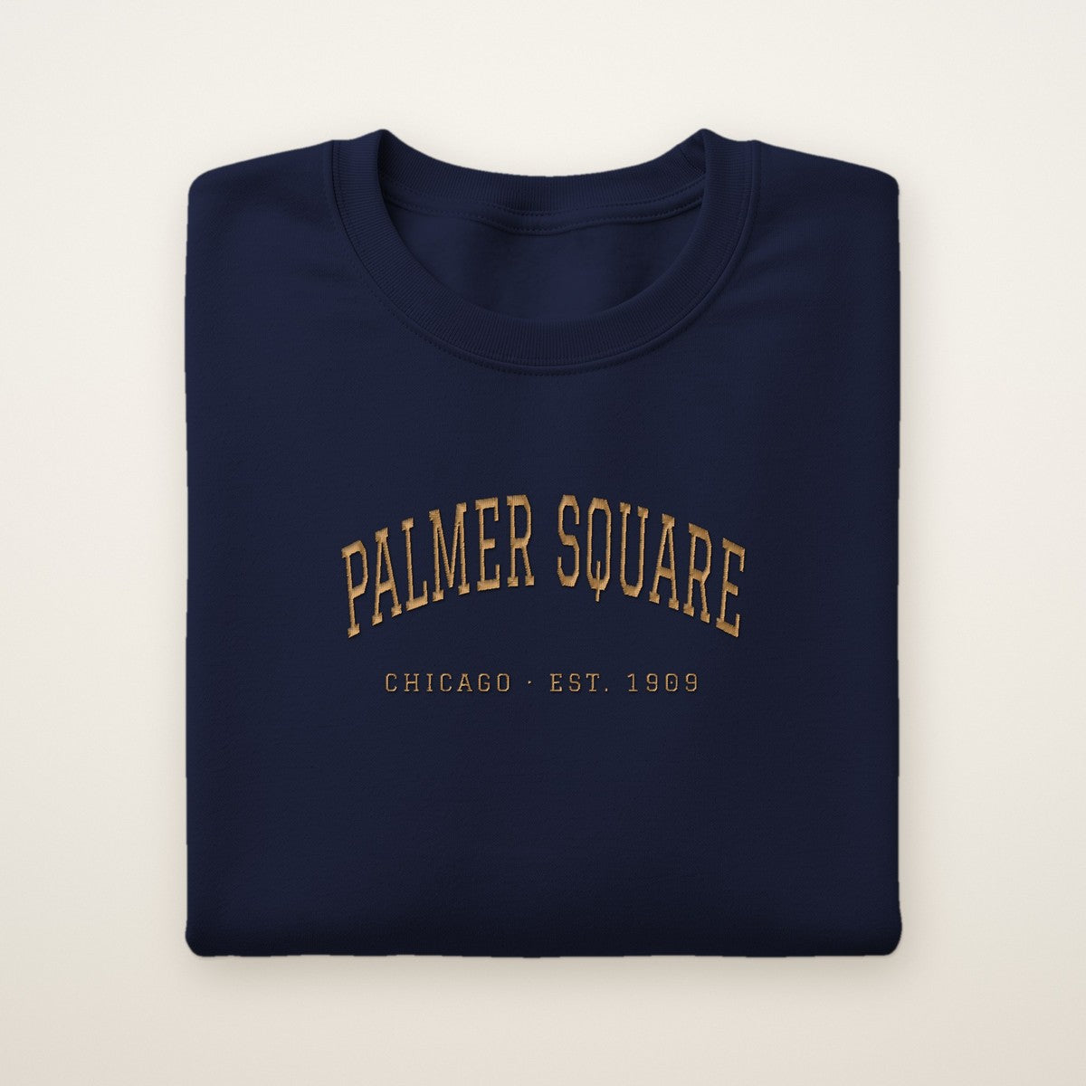 Palmer Square Chicago Embroidered Crewneck — Gold Thread
