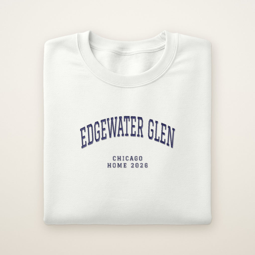 Edgewater Glen Chicago Home 2026 Embroidered Crewneck — Navy Thread