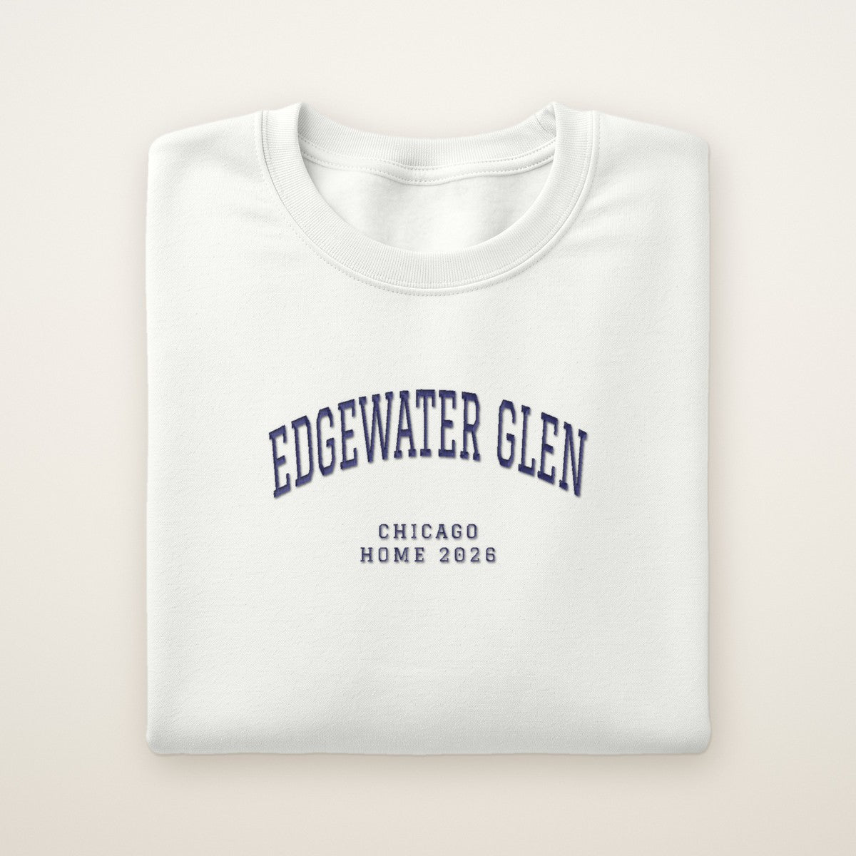 Edgewater Glen Chicago Home 2026 Embroidered Crewneck — Navy Thread