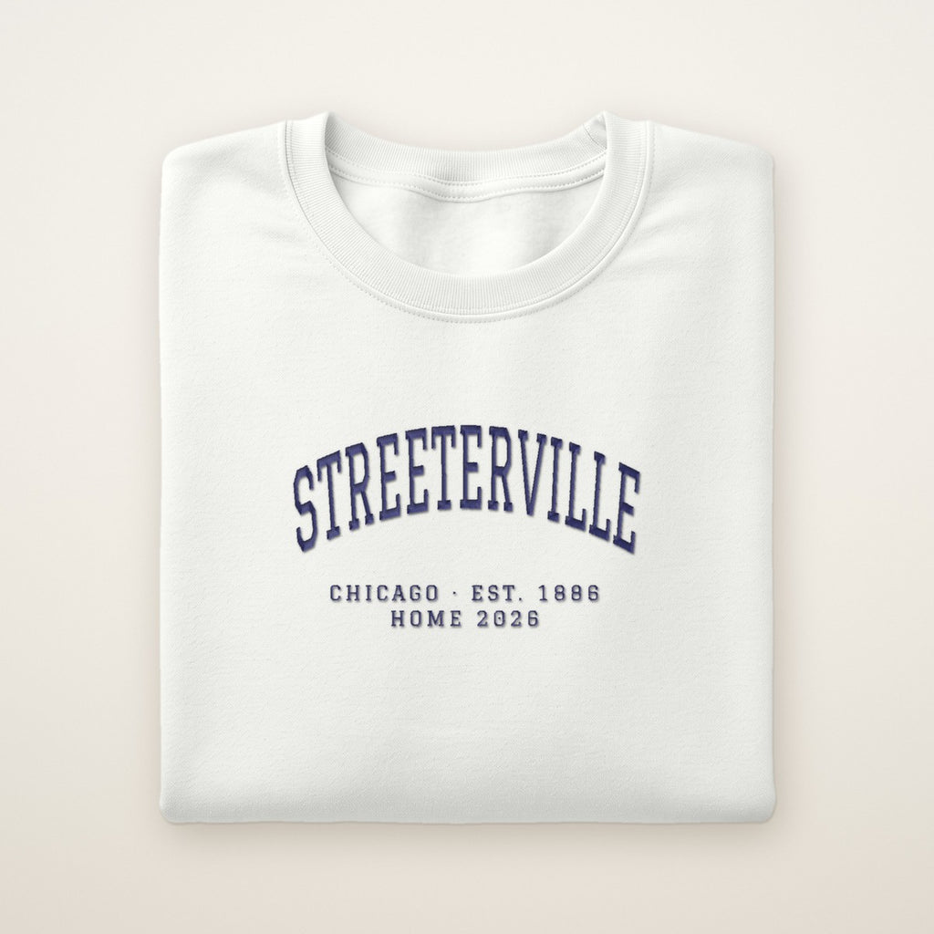 Streeterville Chicago Home 2026 Embroidered Crewneck — Navy Thread