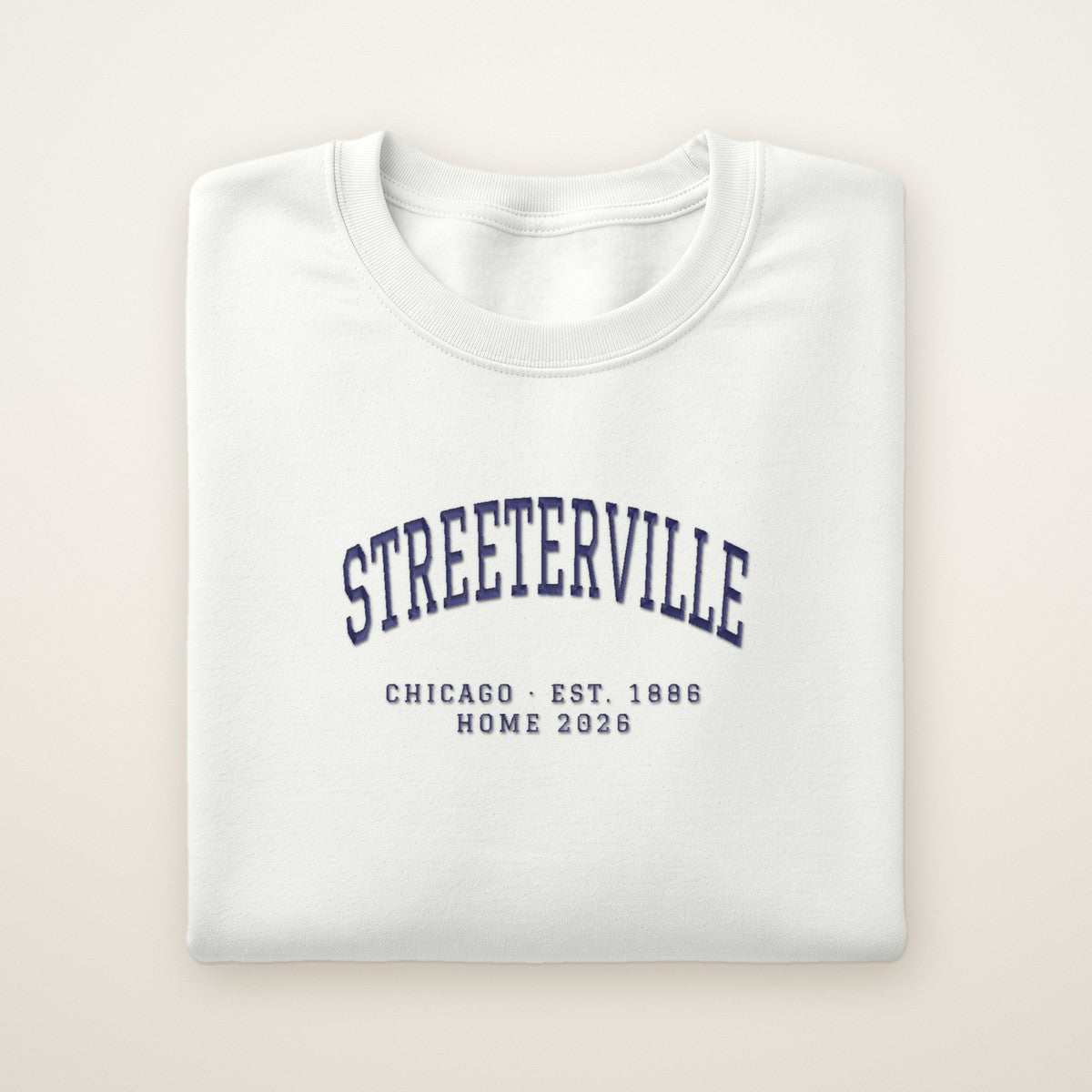 Streeterville Chicago Home 2026 Embroidered Crewneck — Navy Thread