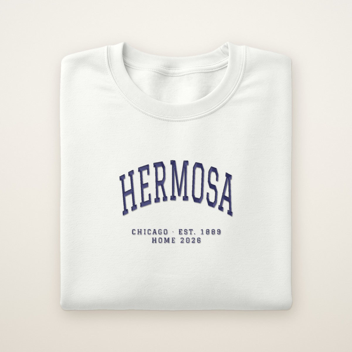 Hermosa Chicago Home 2026 Embroidered Crewneck — Navy Thread