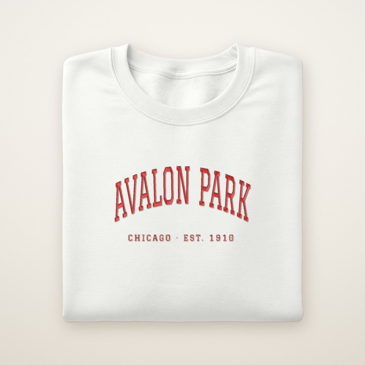 Avalon Park Chicago Embroidered Crewneck — Red Thread