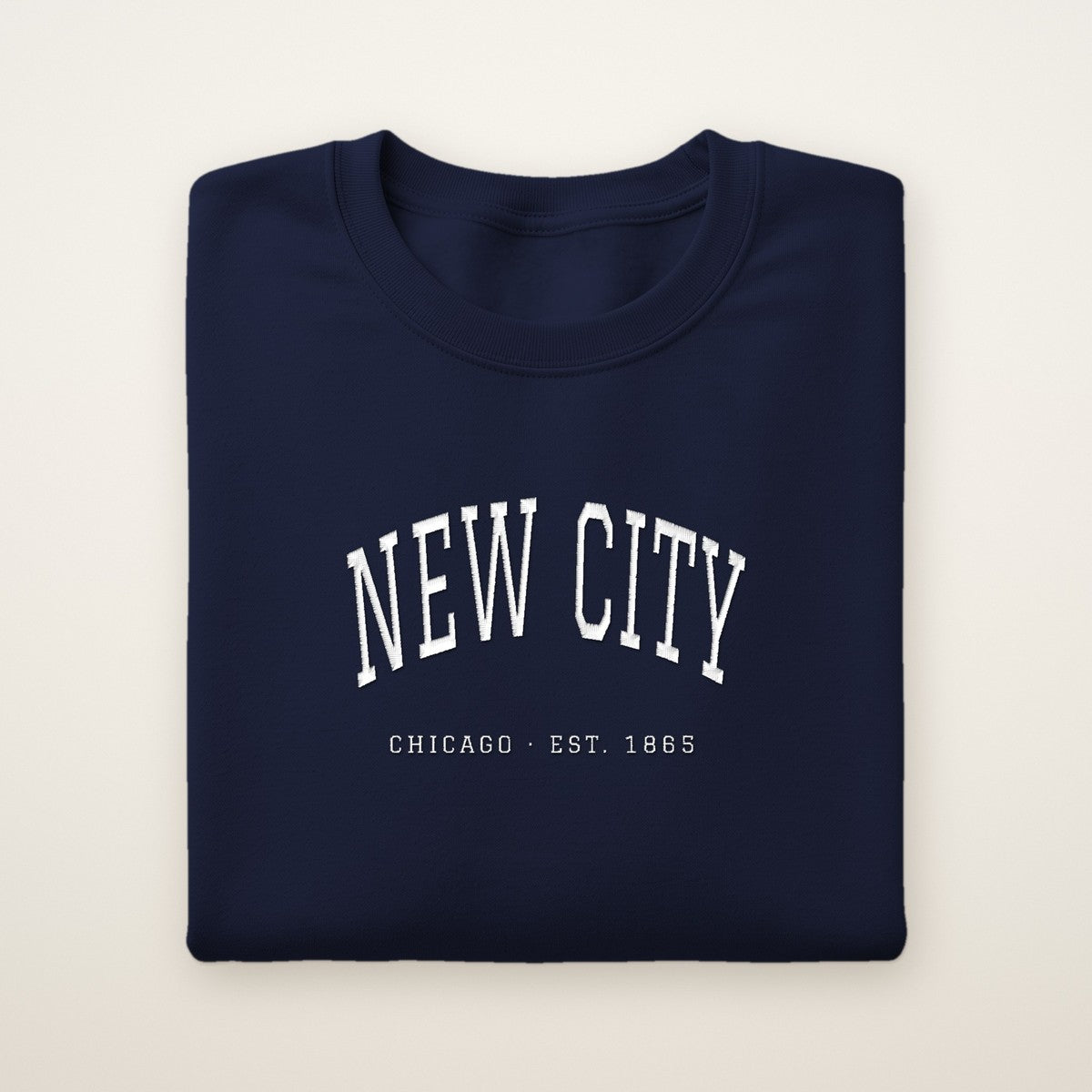 New City Chicago Embroidered Crewneck — White Thread