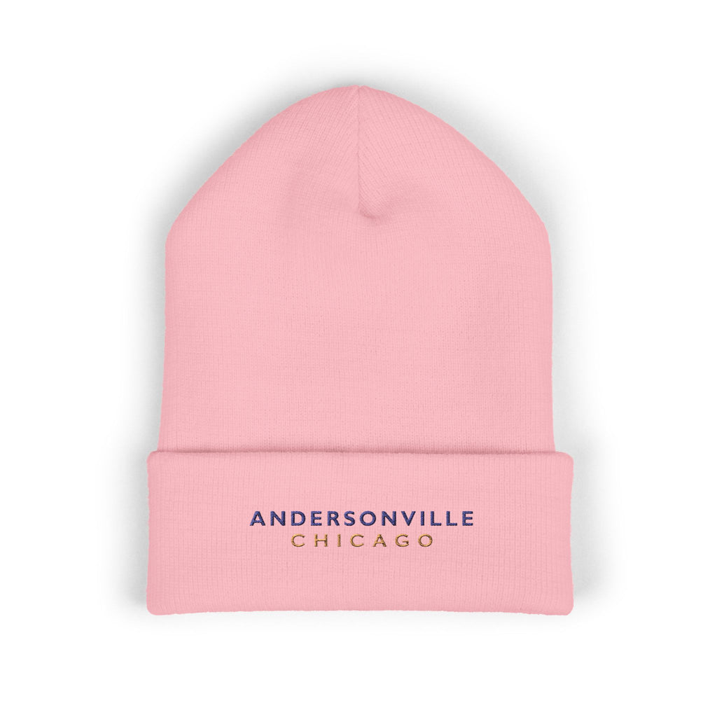 Andersonville Chicago Embroidered Cuffed Beanie, White