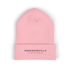 Andersonville Chicago Embroidered Cuffed Beanie, White