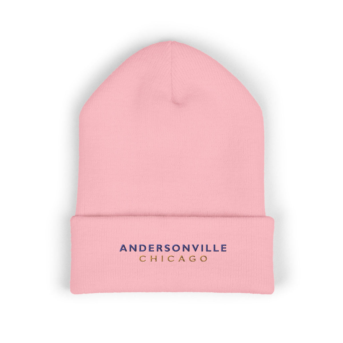 Andersonville Chicago Embroidered Cuffed Beanie, White