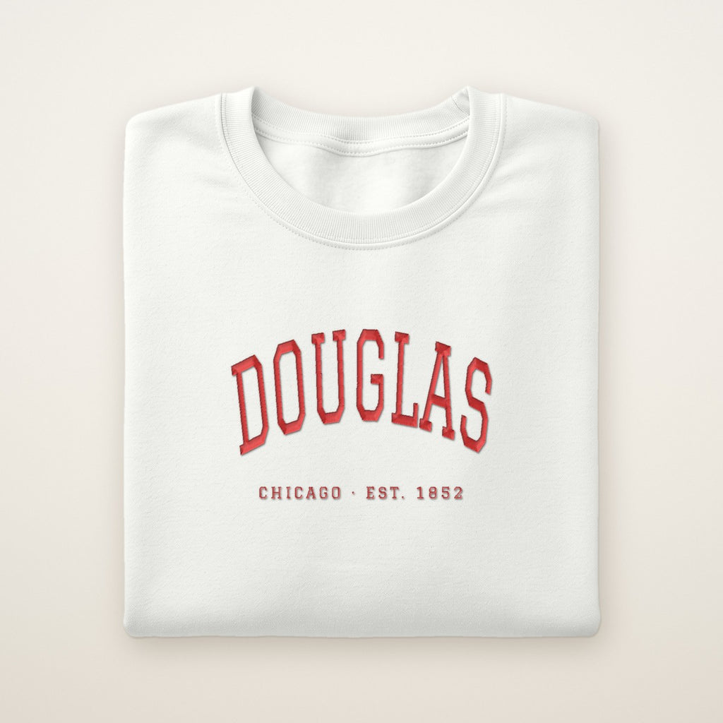 Douglas Chicago Embroidered Crewneck — Red Thread