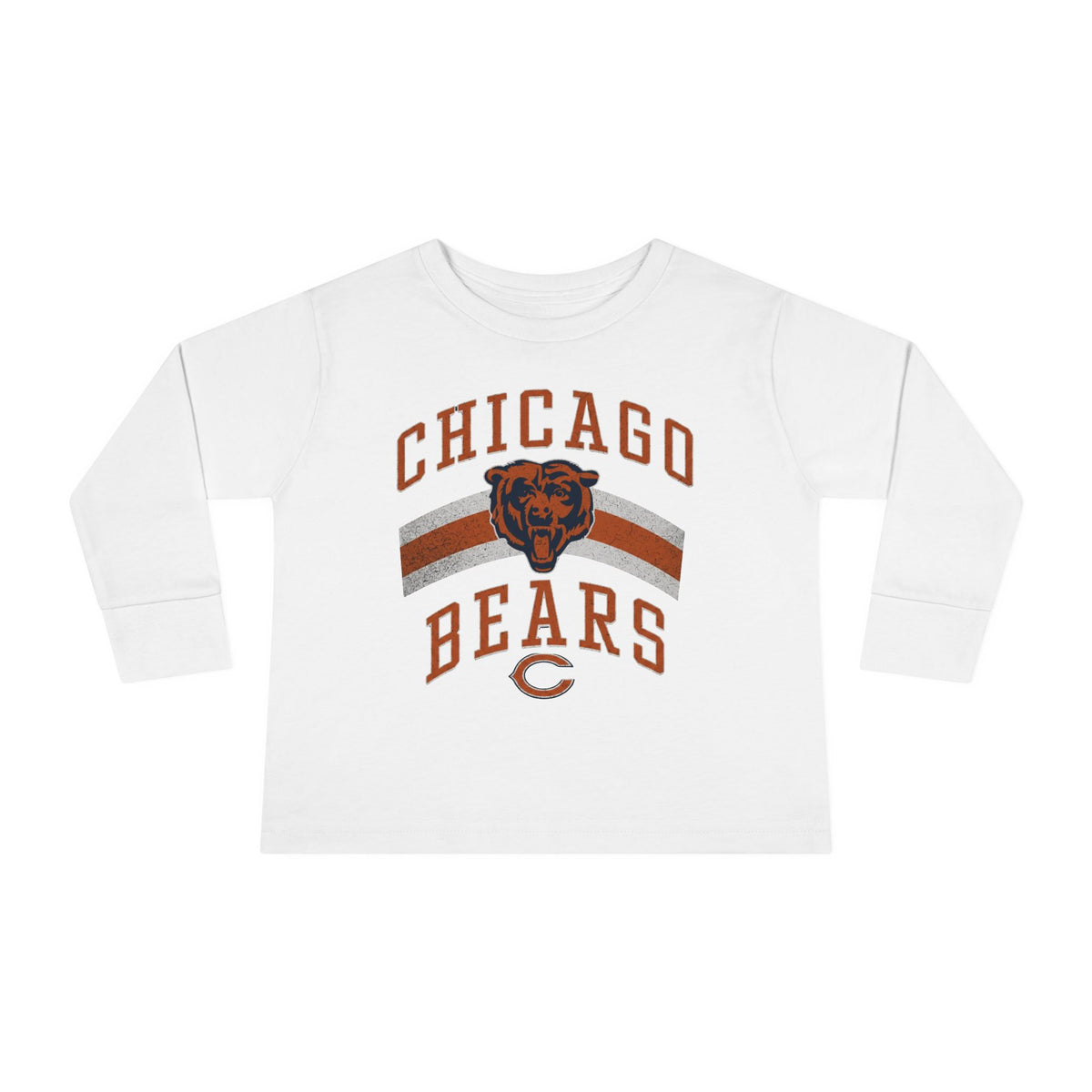 Vintage Chicago Bears toddler long-sleeve tee in white, front view