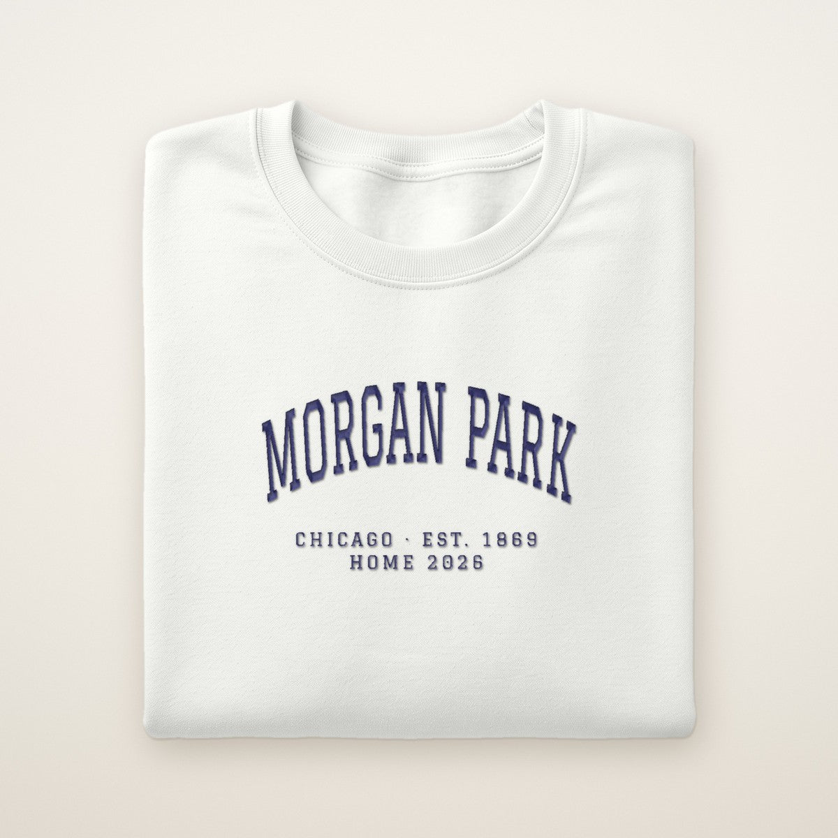 Morgan Park Chicago Home 2026 Embroidered Crewneck — Navy Thread