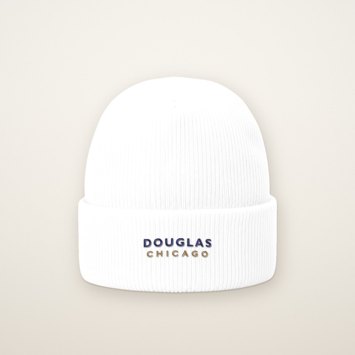 Douglas Chicago Embroidered Cuffed Beanie — Navy Thread