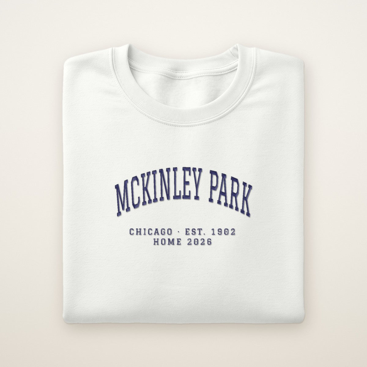 McKinley Park Chicago Home 2026 Embroidered Crewneck — Navy Thread